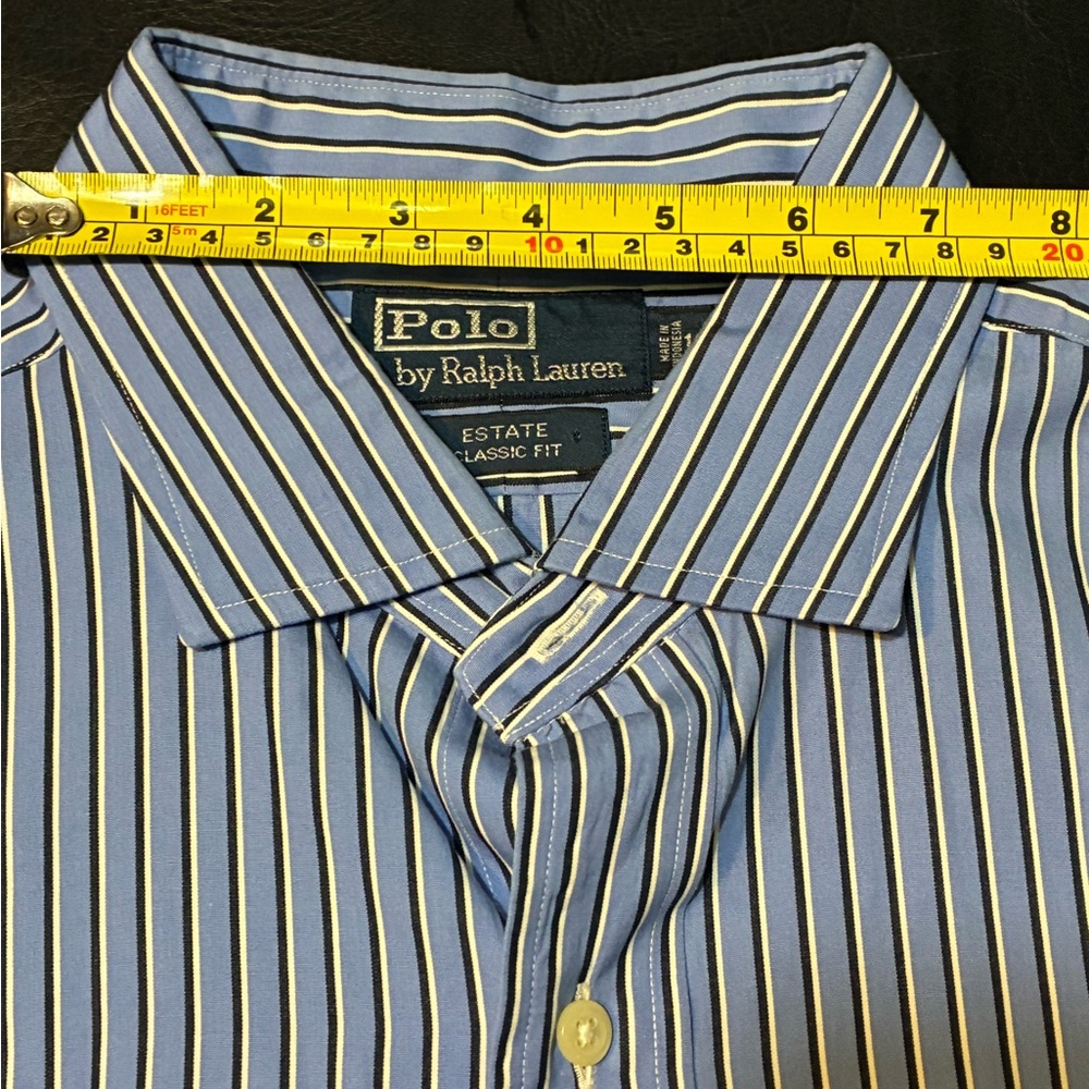 Polo by Ralph Lauren Men's Estate Classic Blue Pinstripe Dress Shirt - Picture 10 of 14